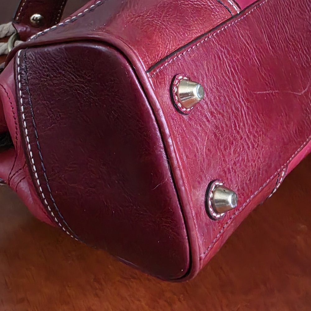 Coach 10226 Hamptons Clip Signature Embossed Red Leather Satchel Y2K Vintage - Picture 12 of 16